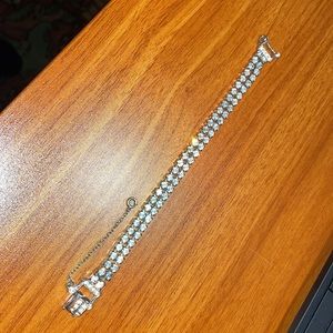 Vintage 2 strand rhinestone tennis bracelet 1950s?